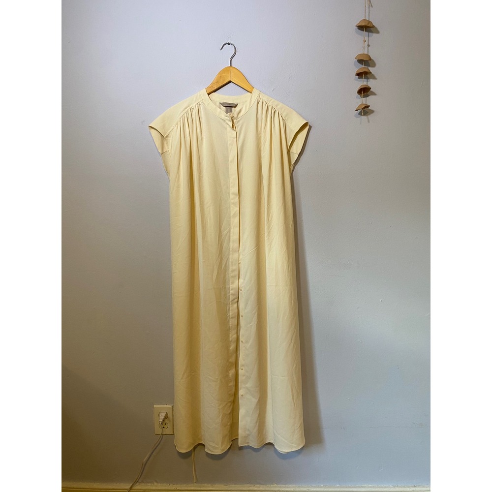 NWT Cream H&M Flowy Sleeveless Shirt Dress Midi Tea Sustainable (Women's M)
